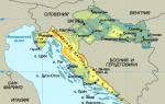 Детална мапа на Хрватска во руската мапа на брегот на Хрватска на руски јазик
