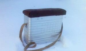 Do-it-yourself winter fishing box Magical transformation of a canister into a fishing box